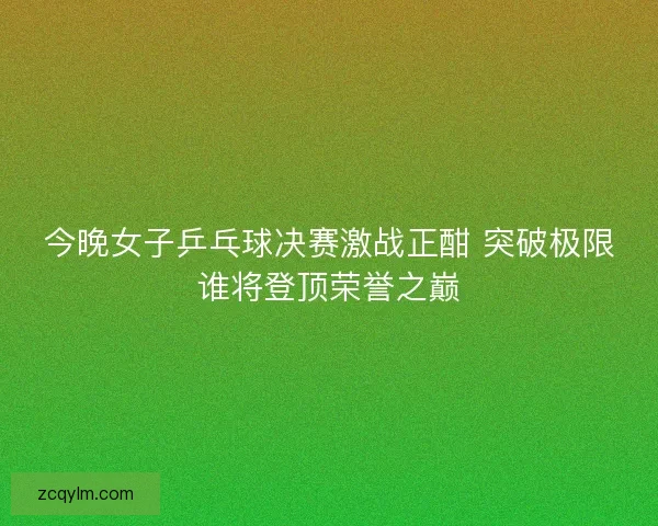 今晚女子乒乓球决赛激战正酣 突破极限谁将登顶荣誉之巅
