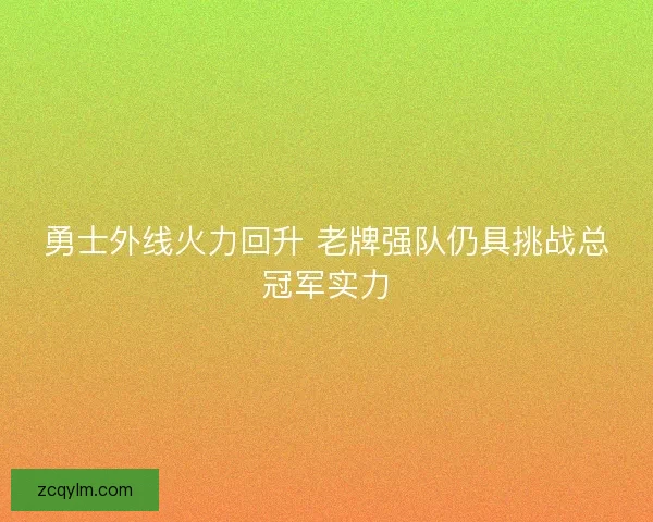 勇士外线火力回升 老牌强队仍具挑战总冠军实力
