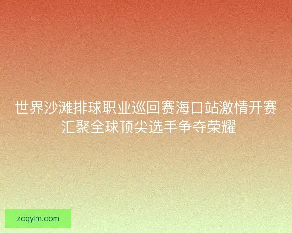 世界沙滩排球职业巡回赛海口站激情开赛 汇聚全球顶尖选手争夺荣耀