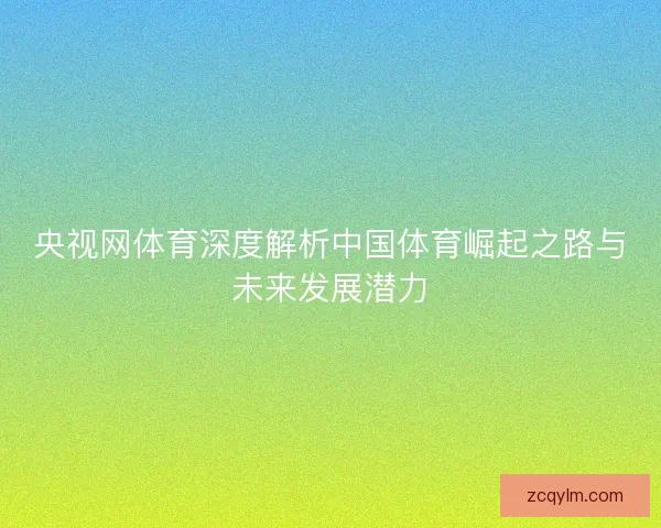 央视网体育深度解析中国体育崛起之路与未来发展潜力