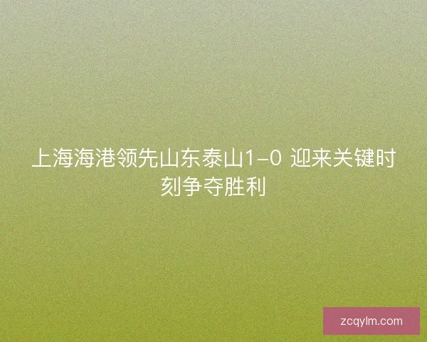 上海海港领先山东泰山1-0 迎来关键时刻争夺胜利