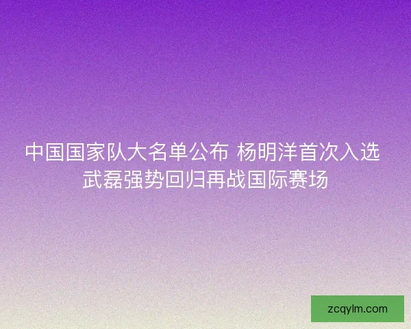 中国国家队大名单公布 杨明洋首次入选 武磊强势回归再战国际赛场